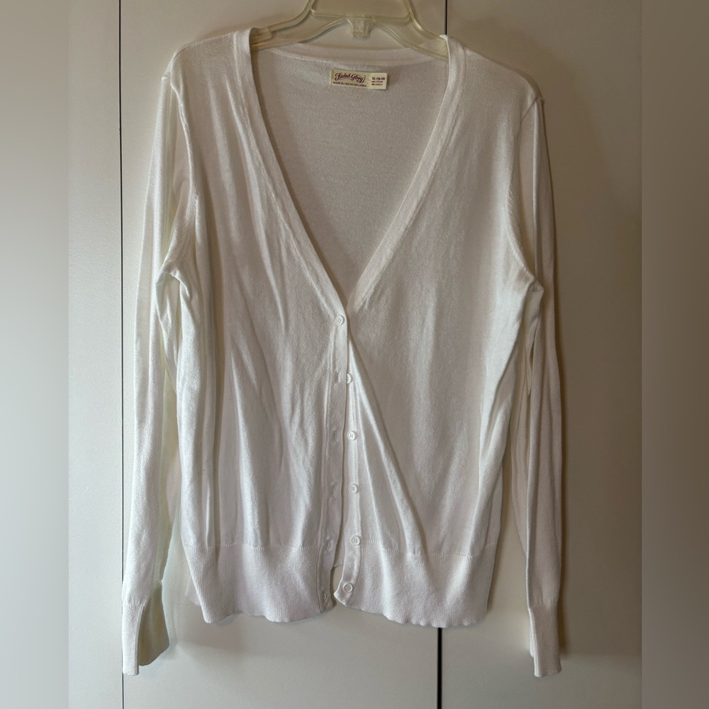 Faded Glory Cream V-Neck Cardigan